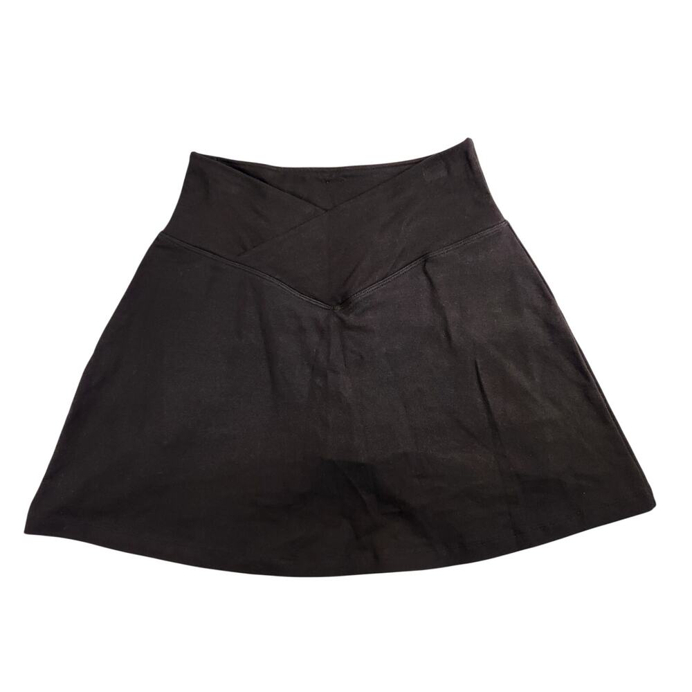 VS PINK Black Stretch Cotton High Waist V Crossover Skort with Pockets Small